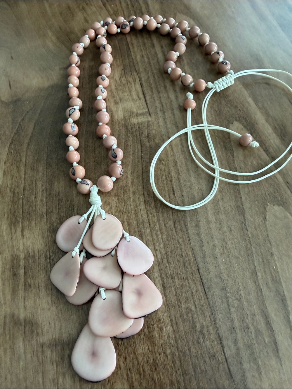 TAGUA TASSEL ACAI Bead Beaded Necklace Artisan Handmade Unique pink jewelry nwt